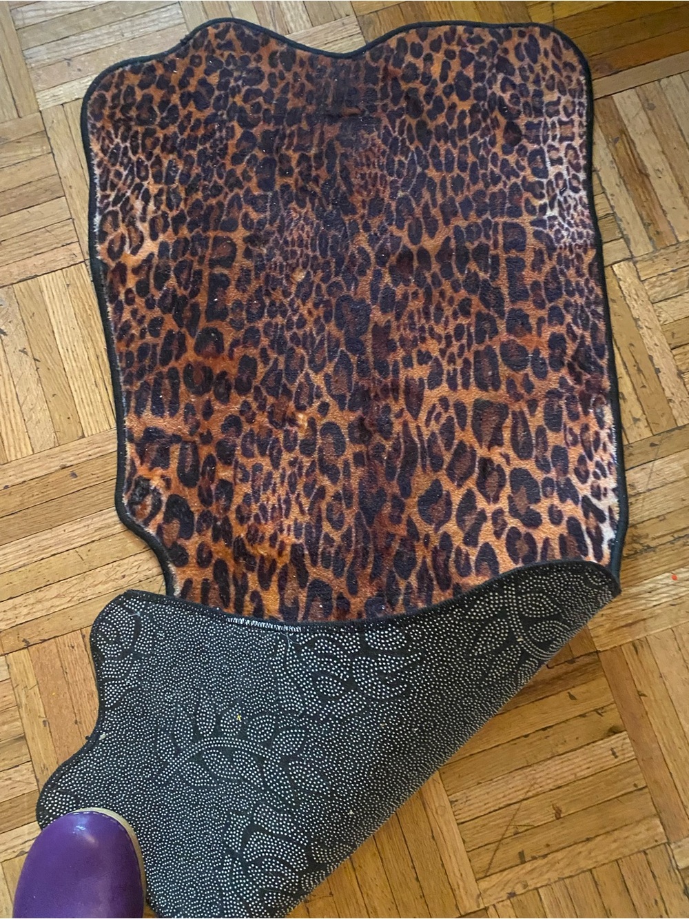 Leopard Print Faux Fur Rug - Brown & Black